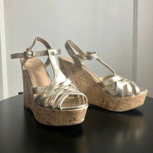 Metallic Gold Wedge Heels (Size 5)